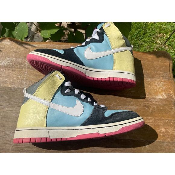Nike Dunk High 6.0 Yellow Blue Casual Shoes Sneakers Women's Size 8 - Picture 4 of 11